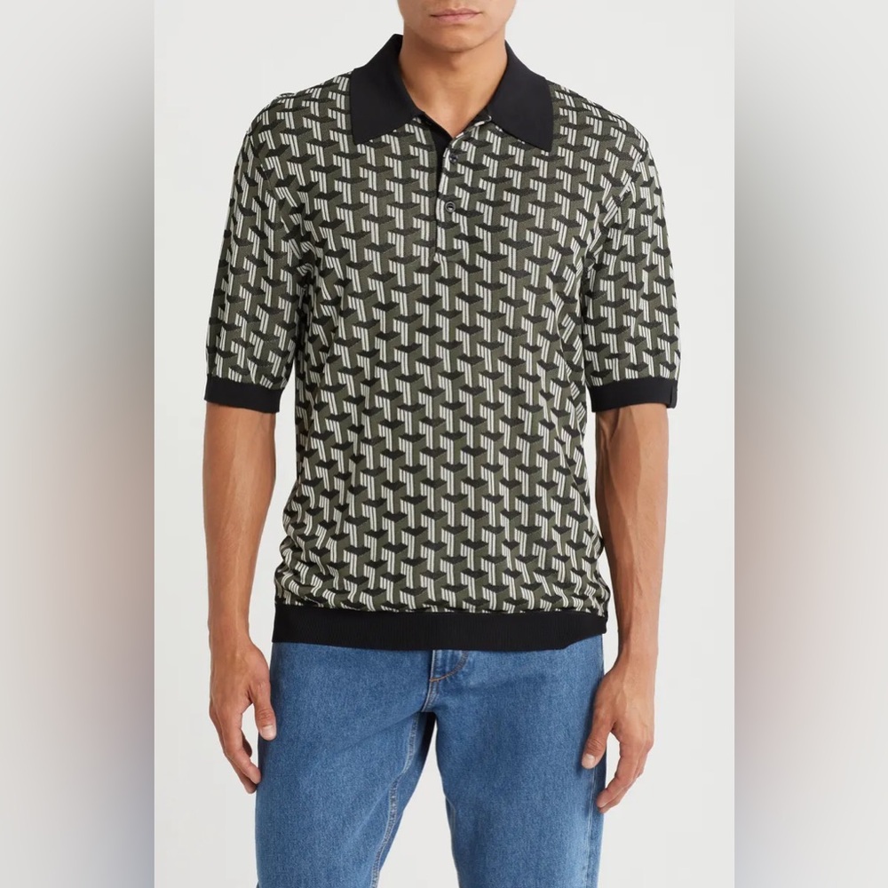 NWOT rag & bone Vaughn Geometric Jacquard Polo